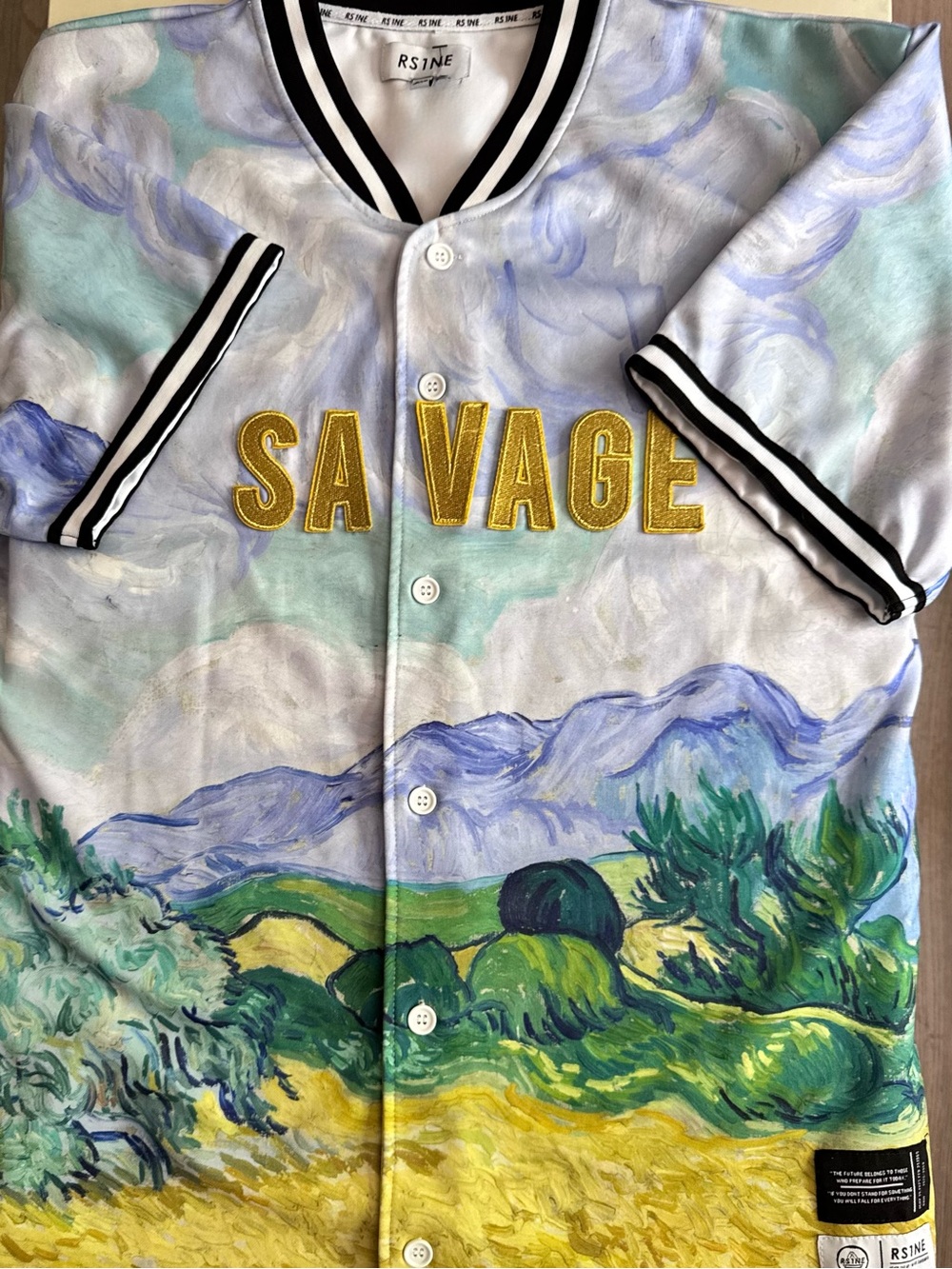 RS1NE Savage Art Graphic Button-Up Men’s Jersey Van Gough Streetwear